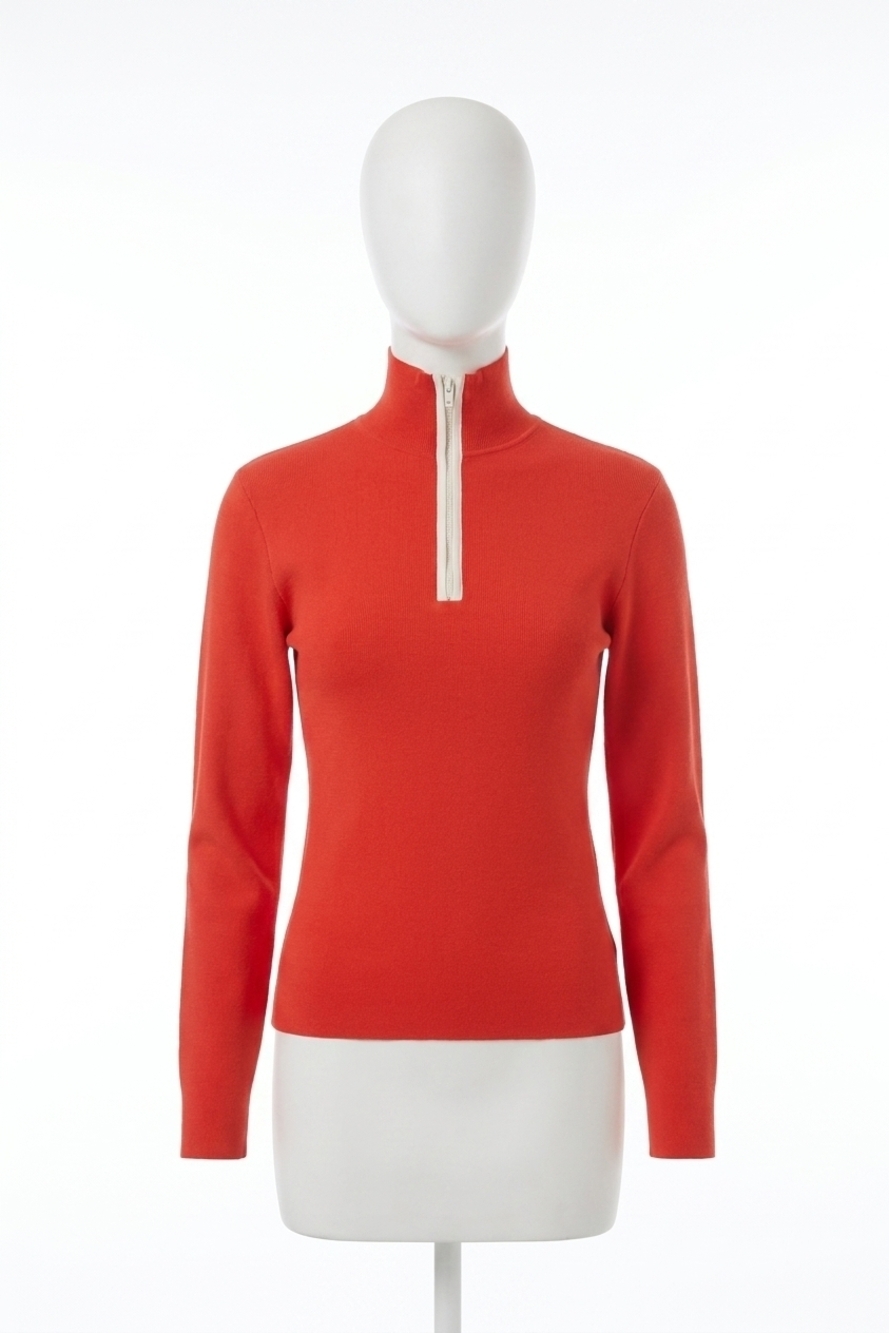 NEW CLOSED half-zip knit sweater in coral red